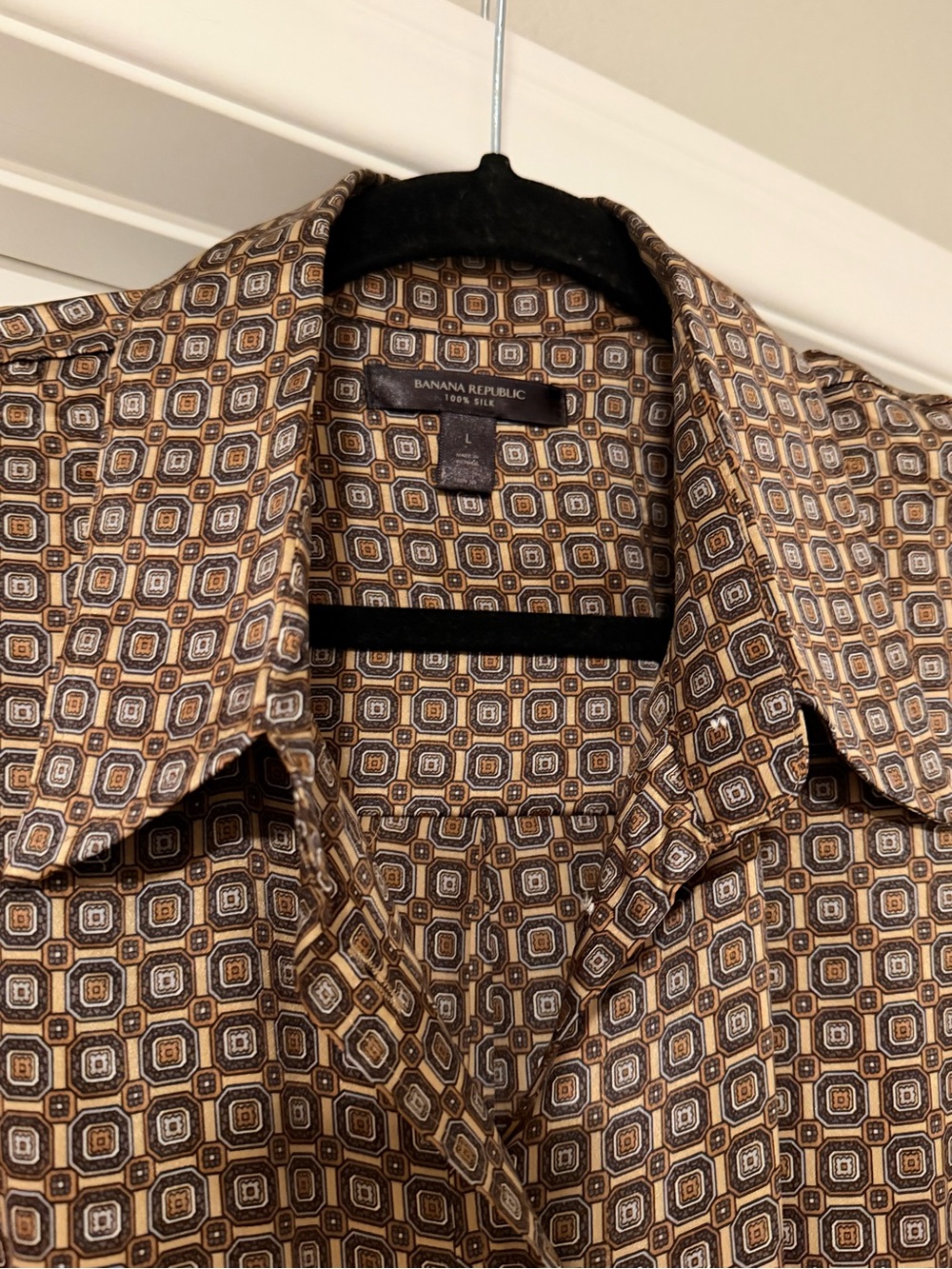 Banana Republic Brown Geometric Print Maxi Shirt Dress - Picture 4 of 5